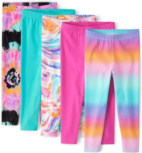 The Children's Place,Girls,Assorted Everyday Capri Leggings,Solid Multicolor 5-Pack,Small in Saudi Arabia
