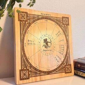 Custom Engraved Wooden Astrology Chart + Digital Report, Personalized Astrology Gift Wall Decor, Zodiac Signs Wall Art, Natal Chart Reading, Gift Idea for Friend, Family - Birthday, Anniversary in Saudi Arabia