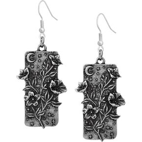 HAQUIL Vintage Antique Garden Night Floral Flower Crescent Moon Rectangle Dangle Drop Earrings Jewelry Gift for Women in Saudi Arabia