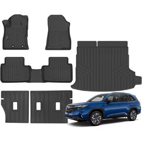 Floor Mats Fit for Subaru Forester Hybrid 2025 Trunk Mat with Backrest Mat All Weather TPE Rubber Cargo Liner Back Seat Protector Full Set for Forester 2025 Plug-in Hybrid Accessories, Black in Kuwait
