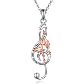 URONE Music Note Dance Necklace 925 Sterling Silver Musical Ballet Pendant Dancer Dancing Jewelry for Women Dancer Music Lover in Kuwait
