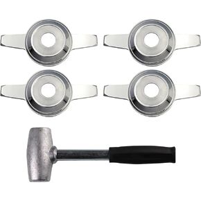 Zenith Style 2 Ear Cut Spinner Caps (Set of 4) | Triple Chrome Plated 2 Bar/Wing Straight Knock Off Spinner Caps with Wheel Chip Recess | Designed for Lowrider Cars with Wire Wheels in Saudi Arabia