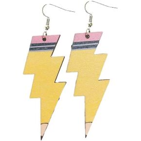Wood Teacher Reading Earrings, Cute Cat Read Book Stationery Pencil Book for Teachers Student, Back-to-School Graduation Thanksgiving Jewelry Gift in Saudi Arabia