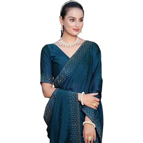 Women's Georgette Dyed & Hot Fixing Saree with Unstitched Blouse Piece in Kuwait