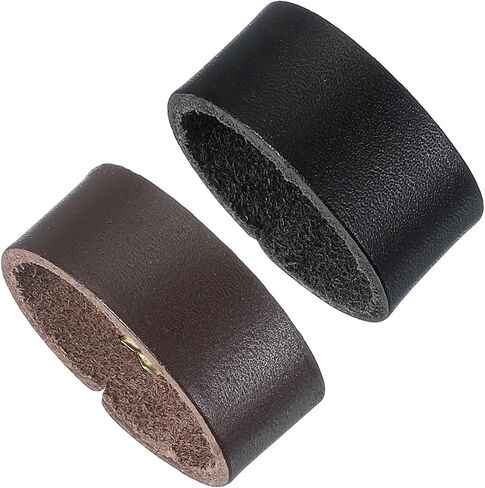 PATIKIL Leather Loop Keeper, 2 Pcs Leather Loops Belt Keeper Loops Retainer Straps Replacement for 1.3 Inch Wide Belts/Straps, Black/Earthy Yellow in Saudi Arabia
