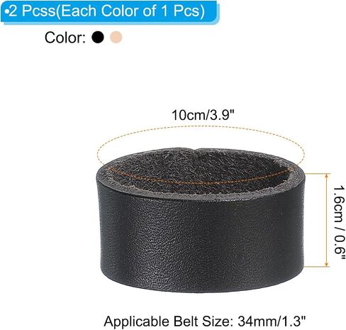 PATIKIL Leather Loop Keeper, 2 Pcs Leather Loops Belt Keeper Loops Retainer Straps Replacement for 1.3 Inch Wide Belts/Straps, Black/Earthy Yellow in Saudi Arabia