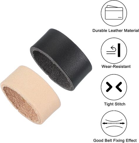 PATIKIL Leather Loop Keeper, 2 Pcs Leather Loops Belt Keeper Loops Retainer Straps Replacement for 1.3 Inch Wide Belts/Straps, Black/Earthy Yellow in Saudi Arabia