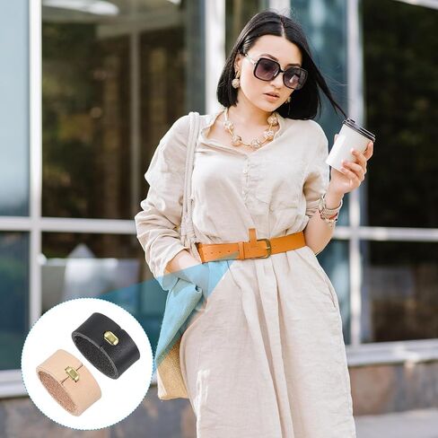 PATIKIL Leather Loop Keeper, 2 Pcs Leather Loops Belt Keeper Loops Retainer Straps Replacement for 1.3 Inch Wide Belts/Straps, Black/Earthy Yellow in Saudi Arabia