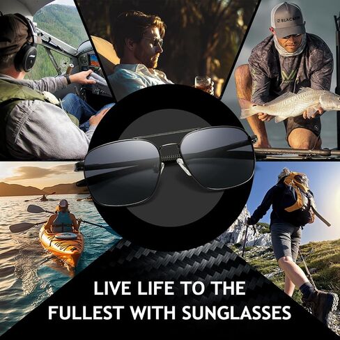 SUNGAIT Carbon Fiber Sunglasses Square Aviator Polarized Sun Glasses Men Driving Fishing Gifts UV400 Protection in Saudi Arabia