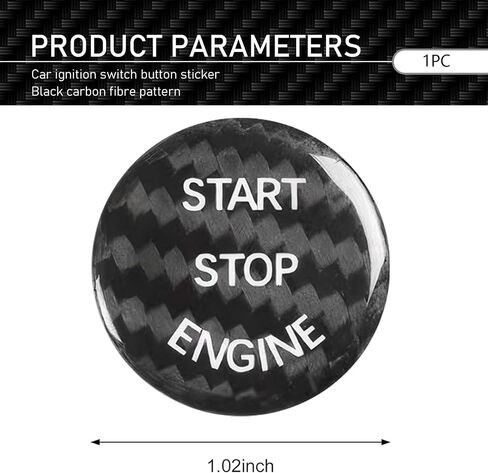 Car Push Start Button Cover, Carbon Fiber Engine Start Button Covers, 25mm-26mm Ignition Buttons Sticker, Auto Interior Decorations Accessories, Universal for Sedan, SUV (Red) in Saudi Arabia