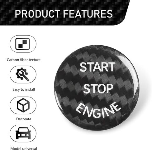 Car Push Start Button Cover, Carbon Fiber Engine Start Button Covers, 25mm-26mm Ignition Buttons Sticker, Auto Interior Decorations Accessories, Universal for Sedan, SUV (Red) in Saudi Arabia