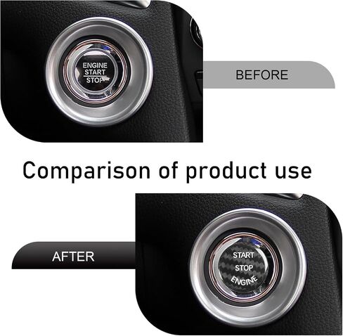 Car Push Start Button Cover, Carbon Fiber Engine Start Button Covers, 25mm-26mm Ignition Buttons Sticker, Auto Interior Decorations Accessories, Universal for Sedan, SUV (Red) in Saudi Arabia
