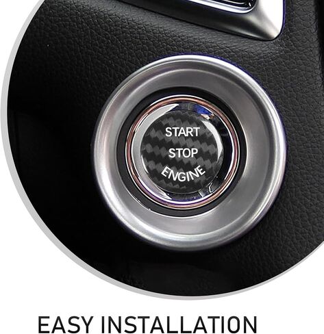 Car Push Start Button Cover, Carbon Fiber Engine Start Button Covers, 25mm-26mm Ignition Buttons Sticker, Auto Interior Decorations Accessories, Universal for Sedan, SUV (Red) in Saudi Arabia