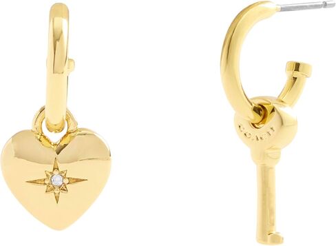 COACH Women's Signature Heart & Key Charm Huggie Earrings in Saudi Arabia