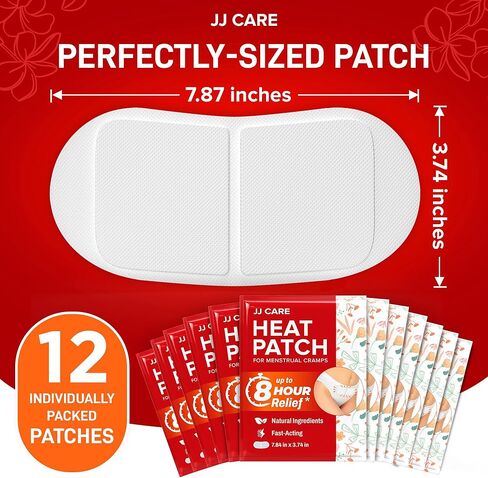 JJ CARE Heat Patch for Menstrual Cramp Relief (6 pcs Large), Period for Cramps with Air-Activated Carbon, Menstrual Heating Patches for Period - 3.74 x 7.87 inches in Kuwait