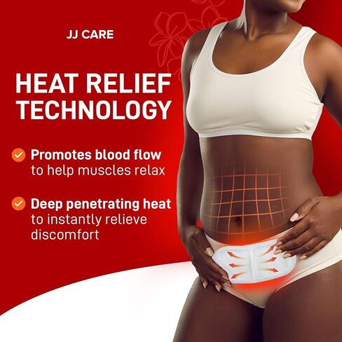 JJ CARE Heat Patch for Menstrual Cramp Relief (6 pcs Large), Period for Cramps with Air-Activated Carbon, Menstrual Heating Patches for Period - 3.74 x 7.87 inches in Kuwait