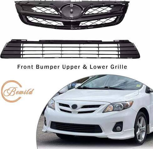 Front Bumper Upper & Lower Grille Assembly Fit For 2011 2012 2013 Toyota Corolla Air Intake Grille Grill Direct Replacement For TO1036125, TO1200340 | 5311202280, 5310002410C0 in Saudi Arabia