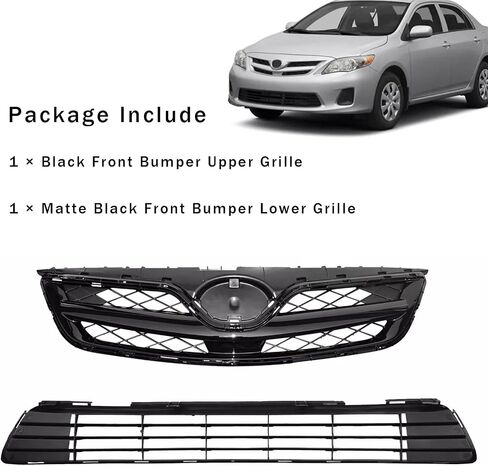 Front Bumper Upper & Lower Grille Assembly Fit For 2011 2012 2013 Toyota Corolla Air Intake Grille Grill Direct Replacement For TO1036125, TO1200340 | 5311202280, 5310002410C0 in Saudi Arabia