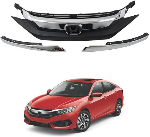 Set Left & Right Molding Grille Chrome Trim Grille Fit 2016 2017 2018 Honda Civic in Saudi Arabia