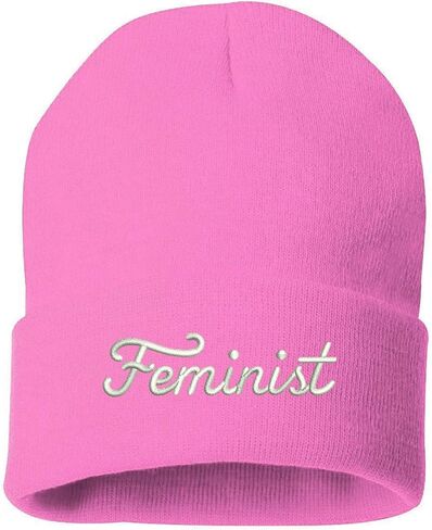 Prfcto Lifestyle Feminist Cursive Embroidered Beanie Cuffed Cap - Unisex in Saudi Arabia