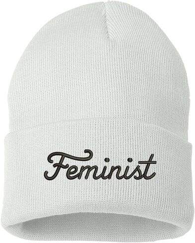 Prfcto Lifestyle Feminist Cursive Embroidered Beanie Cuffed Cap - Unisex in Saudi Arabia