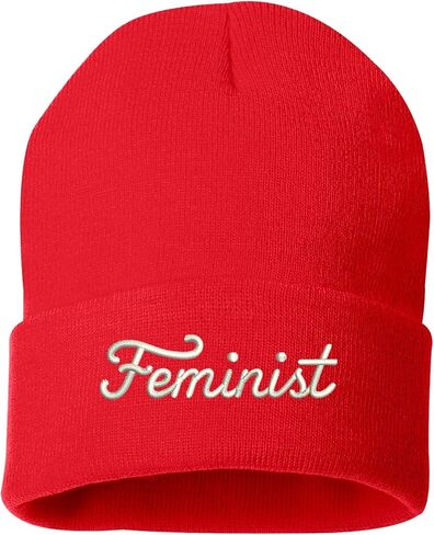 Prfcto Lifestyle Feminist Cursive Embroidered Beanie Cuffed Cap - Unisex in Saudi Arabia