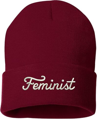 Prfcto Lifestyle Feminist Cursive Embroidered Beanie Cuffed Cap - Unisex in Saudi Arabia
