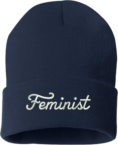 Prfcto Lifestyle Feminist Cursive Embroidered Beanie Cuffed Cap - Unisex in Saudi Arabia
