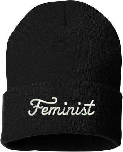 Prfcto Lifestyle Feminist Cursive Embroidered Beanie Cuffed Cap - Unisex in Saudi Arabia