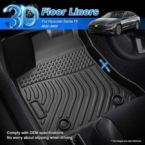 Cartist Custom Fit for Floor Mats Hyundai Santa Cruz 2022 2023 2024 2025 All Weather Anti-Slip Floor Liners for Santa Cruz Accessories Front & 2nd Row Heavy Duty in Kuwait
