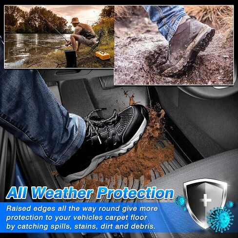 Cartist Custom Fit for Floor Mats Hyundai Santa Cruz 2022 2023 2024 2025 All Weather Anti-Slip Floor Liners for Santa Cruz Accessories Front & 2nd Row Heavy Duty in Kuwait