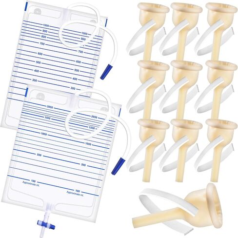 10-Piece Latex Catheter Set with 2000ml Collection Bag & 750ml Portable Leg Bag – Leak-Resistant Design, Flexible Tubing, Secure Fi(30mm) in Saudi Arabia