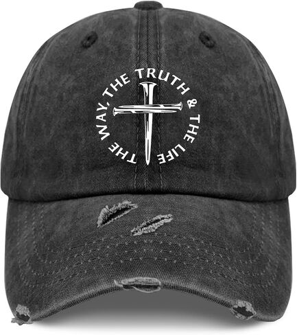 I Can't But I Know A Jesuss Cross Funny Christian Hat for Womens Washed Distressed Baseball Caps Vintage Washed Hiking Hat Breathable in Saudi Arabia