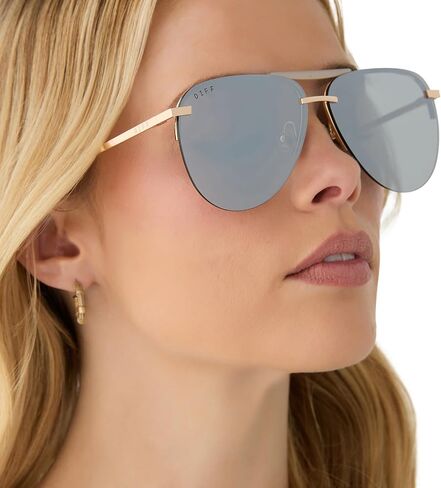 DIFF Tahoe Designer Oversized Aviator Sunglasses for Women UV400 Protection, Gold Frames in Saudi Arabia