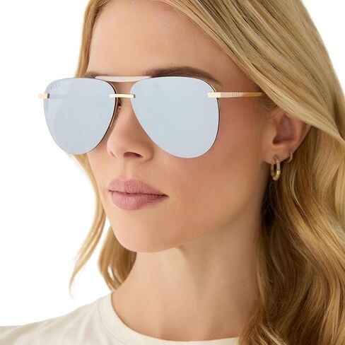 DIFF Tahoe Designer Oversized Aviator Sunglasses for Women UV400 Protection, Gold Frames in Saudi Arabia