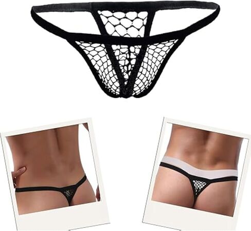 ohmydear Men's Fishnet Underwear Sexy Mesh G-String See Through Thong Breathable Bikini T-back Panties in Saudi Arabia