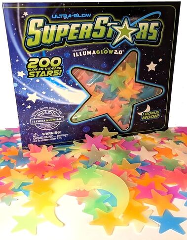 Glow in the Dark Stars - يشمل دليل التثبيت والكوكبة ، فقط نجوم التوهج المدعومة من Illumaglow2.0 ، اختر من بين العادية أو الجديدة متعددة الألوان لدينا in Kuwait