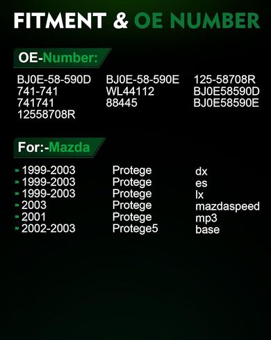 BJ0E-58-590D منظم نافذة الطاقة اليمنى الأمامي مع ملاءمة للمحرك: -Mazda Protege 1999 2000 2001 2002 2003 ، for Protege5 2003 ، مع 2 Pin OE# 741-741 741741 BJ0E-58-590E WL44112 in Saudi Arabia