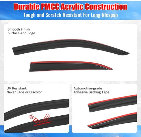 Ikon Motorsports Tape on Windows Agens متوافق مع 2019-2025 لكزس UX-Series UX200 UX250H UX300H ، حرس المطر الأكريليك/ملون ، وينفرف الرياح الجانبية 4pcs in Kuwait