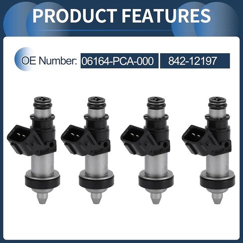 Fuel Injector, Engine Fuel Injection Nozzle No.06164-PCA-000 for Honda CR-V EX, LX 1999-2001 2.0L for Honda CR-V SE 2000-2001 2.0L Black, 4 Pcs in Saudi Arabia