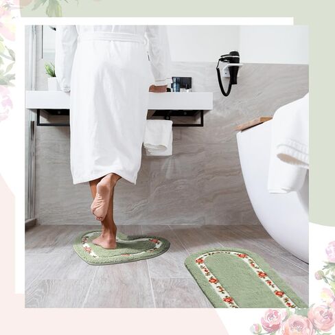 3 PCS Rose Flowers Coquette Bathroom Brugs مجموعة روز زهرة السجاد غير القابل للاستيعاب القابل للغسل. in Kuwait