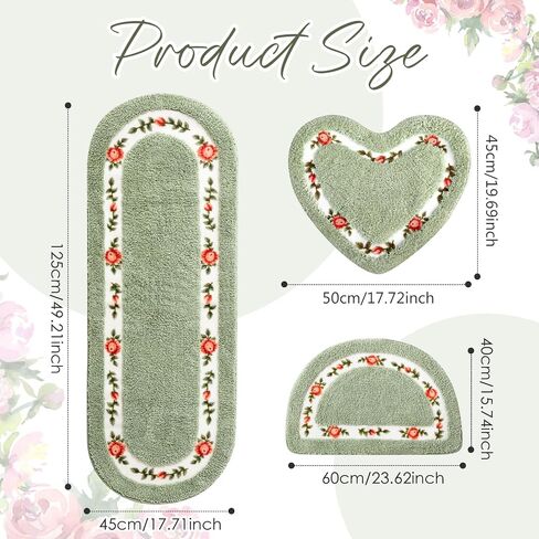 3 PCS Rose Flowers Coquette Bathroom Brugs مجموعة روز زهرة السجاد غير القابل للاستيعاب القابل للغسل. in Kuwait