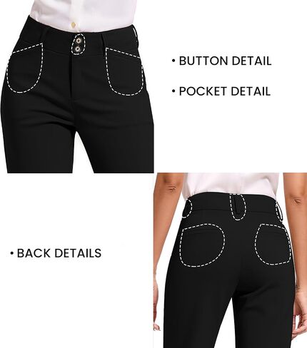 FUNYYZO Women Stretch Business Straight Leg Dress Slacks Pants with Pockets Wear to Work Casual Suitpants in Kuwait
