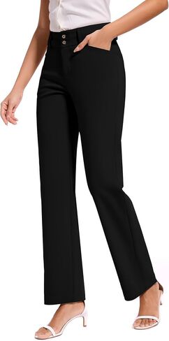 FUNYYZO Women Stretch Business Straight Leg Dress Slacks Pants with Pockets Wear to Work Casual Suitpants in Kuwait
