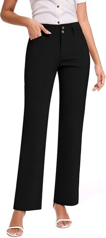 FUNYYZO Women Stretch Business Straight Leg Dress Slacks Pants with Pockets Wear to Work Casual Suitpants in Kuwait