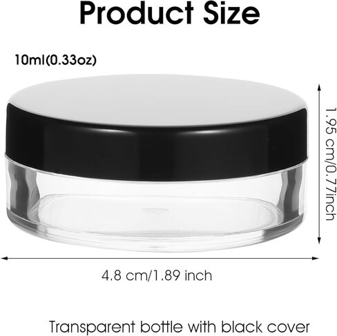 2pcs 10ml/0.34oz Plastic Empty Travel Small Loose Powder Compact Refillable Loose Powder Containers Reusable No Leak Compact with Rotatable Sifter and Black Screw Lid in Saudi Arabia