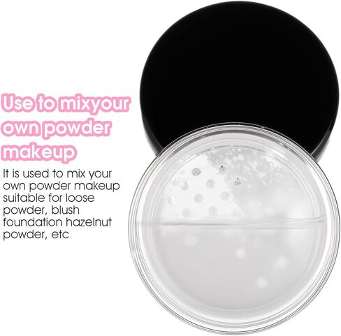 2pcs 10ml/0.34oz Plastic Empty Travel Small Loose Powder Compact Refillable Loose Powder Containers Reusable No Leak Compact with Rotatable Sifter and Black Screw Lid in Saudi Arabia