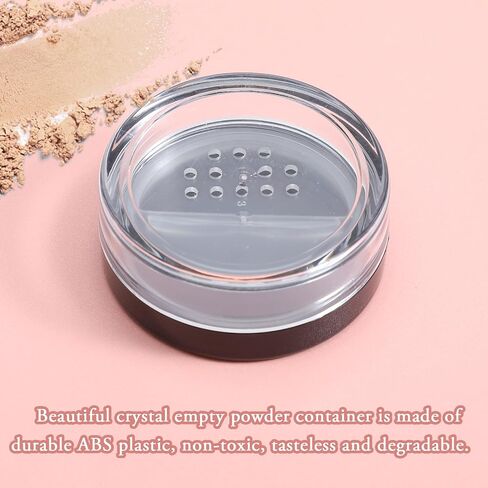 2pcs 10ml/0.34oz Plastic Empty Travel Small Loose Powder Compact Refillable Loose Powder Containers Reusable No Leak Compact with Rotatable Sifter and Black Screw Lid in Saudi Arabia