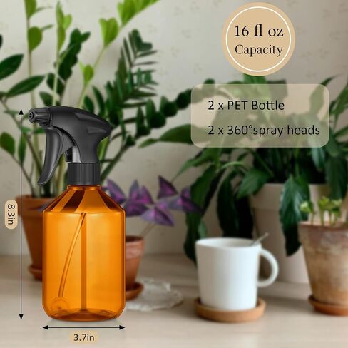 زجاجة رذاذ Baderke 2 PCS 360 ° ، 16 أوقية رأسًا على عقب ، زجاجات رذاذ بلاستيكية لطيفة للنباتات ، حلول التنظيف ، فوهة متينة مع ضباب ناعم وإعداد الدفق (رمادي) in Saudi Arabia
