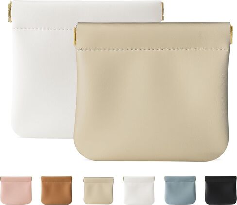 2 Pcs Small Makeup Bag for Purse, Upgrade Organosilicone Mini Makeup Pouch for Women with Snap Closure Clamp, Portable Small Cosmetic Bag Travel Storage Pouch for Coin Lipstick (Black + Brown) in Saudi Arabia